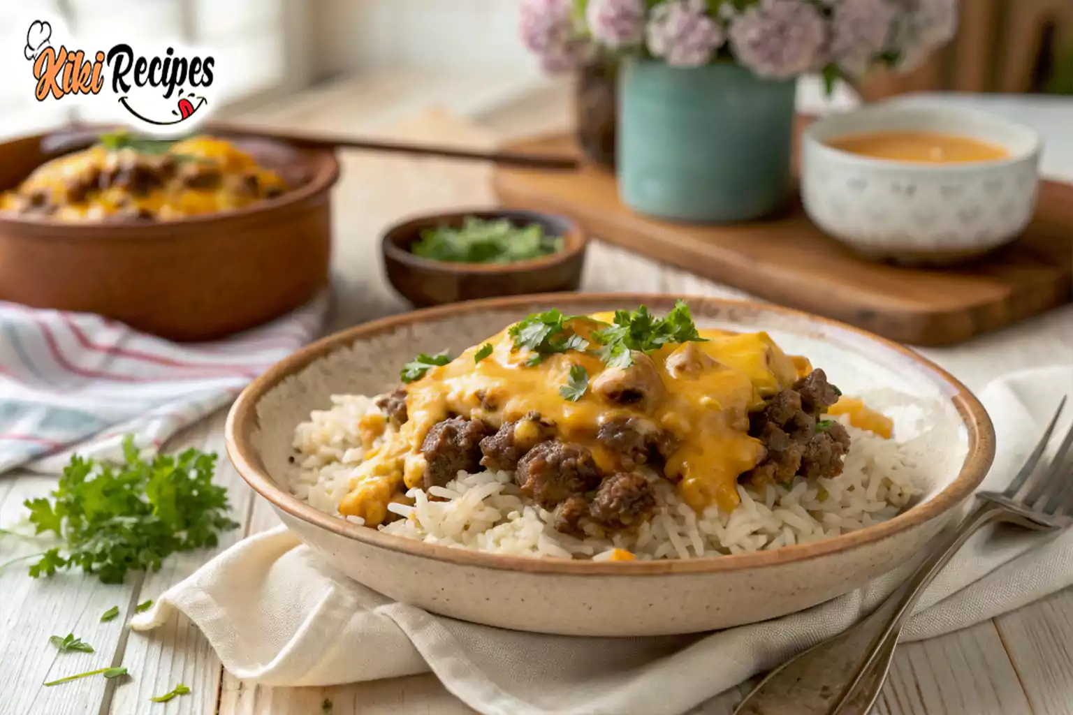 Cheesy Hamburger and Rice Slow Cooker Recipe