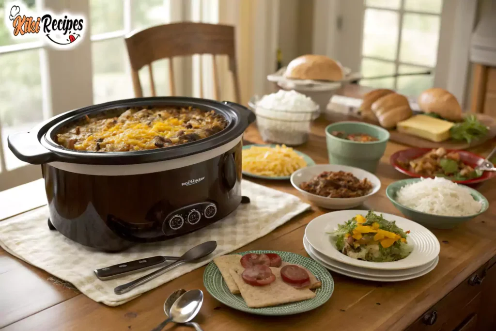 Cheesy hamburger and rice slow cooker recipe